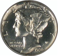 Melt Prices for Common Mercury Silver Dimes (Any Date 1916 - 1945)