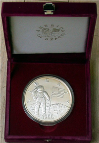 USA 1988 P Young Astronauts Liberty Commemorative Silver Medal, 12 troy ounces version