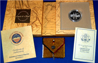 USA 2004 United States Mint Lewis and Clark Bicentennial Commemorative Silver $1 Coin and Pouch Set with Box and COA