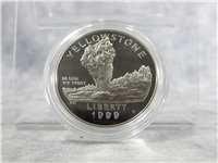 Yellowstone National Park Silver Dollar Proof Coin Box and COA (US Mint, 1999)
