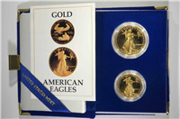 USA 1987 Gold $50 1 Ounce Eagle $25 1/2 Ounce 2 Coin Set in Box with COA