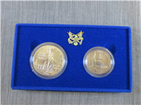 Liberty Coins Silver Dollar + Half Dollar Coins in Box w/ COA  (US Mint, 1986-P)