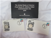 Final Susan B. Anthony Dollar 2 Coins Postal Commemorative Set  (US Mint, 1999)