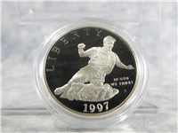 Jackie Robinson 50th Anniversary Silver Proof Dollar with Box & COA   (US Mint, 1997)