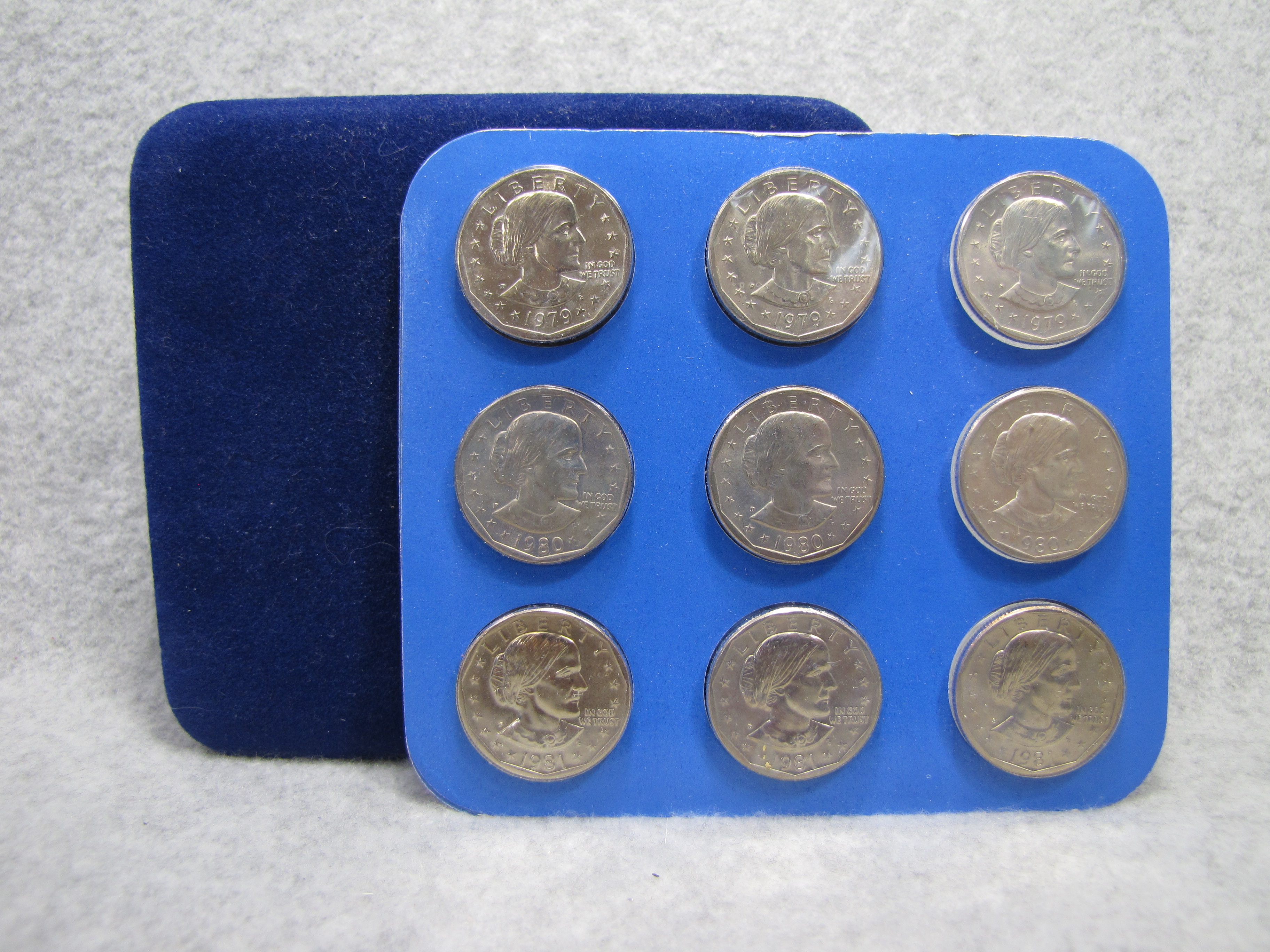 1979-1980-1981 P-D-S Susan B. Anthony Dollar 9 Coin BU Set (US Mint) Buyer.3648 x 2736