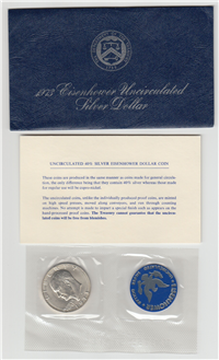 USA  Blue Envelope Eisenhower Uncirculated Silver Dollar  (U.S. Mint, 1973)