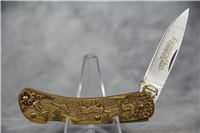 REMINGTON UMC R-5 Wildlife Embossed Brass Folding Lockback Knife