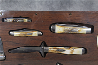 1976 CASE XX Razor Edge Stag 7 Knife Set in Custom Display