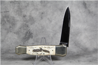 NATIONAL BLADE Eagle / Star of India Smooth Bone Large Lockback Knife c.1980s