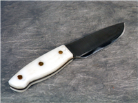 Custom Made White Handled 9-1/4" Fixed Blade Knife