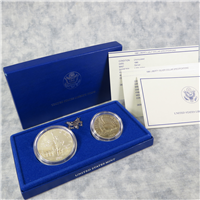Liberty Coins Silver Dollar + Half Dollar Uncirculated Coins in Box w/ COA  (US Mint, 1986)