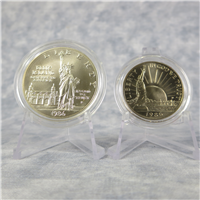 Liberty Coins Silver Dollar + Half Dollar Uncirculated Coins in Box w/ COA  (US Mint, 1986)