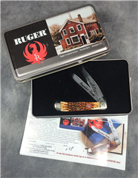 2005 CASE XX 6254 SS *RUGER 55th Anniversary* Jigged Bone Modern Trapper Knife