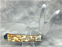 2006 CASE XX 6254 SS Burnt White Smooth Bone Trapper Knife *Leopard Design*