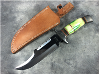 OZAIR Custom Handmade 14-1/4" Green Bone Damascus Guard & Pommel Bowie Knife