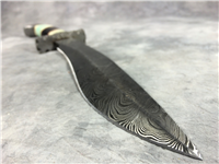 Custom Handmade 15-1/8" Fixed Blade Damascus Knife with Oklahoma Seal Leather Sheath