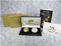 American Eagle 20th Anniversary Gold & Silver Uncirculated 1 Oz. Coins Set in Box with COA (US Mint, 2006-W)