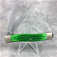 2014 CASE XX 63032 SS Green Jigged Bone JOHN DEERE Medium Stockman Knife