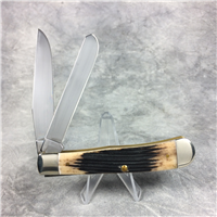 2015 CASE XX 6254 SS Black Cherry Winterbottom Jig Bone Trapper Knife w/ Brass Shield