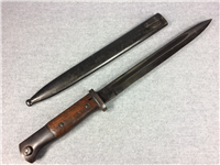WWII Era 15" Wood-Handled Bayonet with Scabbard