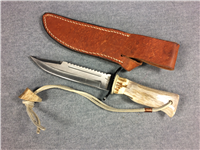 USA CUSTOM DESIGN SURVIVOR Fixed Blade Hunting Knife with Leather Sheath