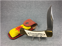 Rare 1980s SCHRADE Scrimshaw SUNDANCE Limited Ed. Lockblade Knife w/ Beaded Sheath