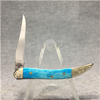 2011 CASE XX 610096 SS Ltd Caribbean Blue Bone Tiny Toothpick Knife w/ Cross Shield