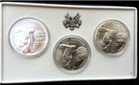 1983 US MINT Collector Set P D S Uncirculated Olympic Silver Dollars in OGP Box 