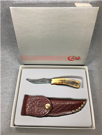 1990 CASE XX USA 523-3 1/2 Stag Fixed Blade Pheasant Knife with Sheath and Box