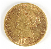 1902  $5 Gold Liberty Head    