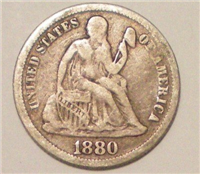 USA 1880  Seated Liberty Dime    