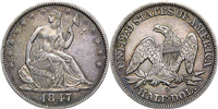 USA 1847  Seated Liberty Dollar    