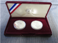 2 Coins Olympic 90% Silver Dollar Proof Set in Box with COA    (US Mint, 1983, 1984)