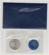 USA  Blue Envelope Eisenhower Uncirculated Silver Dollar  (U.S. Mint, 1973)